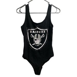 Women’s Las Vegas Raiders Bodysuit Black/Silver Jeweled size Small